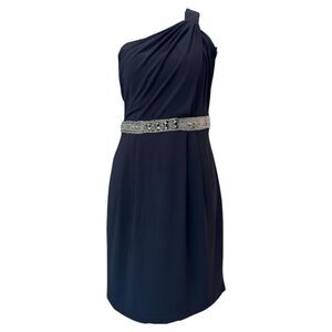 B. Darlin Black mini dress silver beaded front belt fits like s